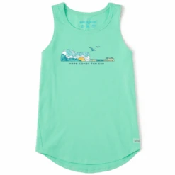 Women's Washy Guitar Here Comes The Sun Sleeveless High-Low Crusher Tank