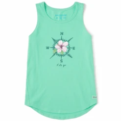 Women's Watercolor Compass Hibiscus Let's Go Sleeveless High-Low Crusher Tank