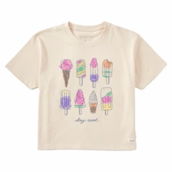 Women's Watercolor Ice Cream & PopsiclesBoxy Crusher Tee