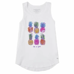 Women's Watercolor Pineapples Sleeveless High-Low Crusher Tank