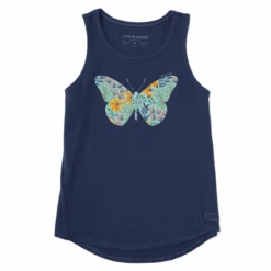 Women's Wildflower Butterfly Sleeveless High-Low Crusher Tank