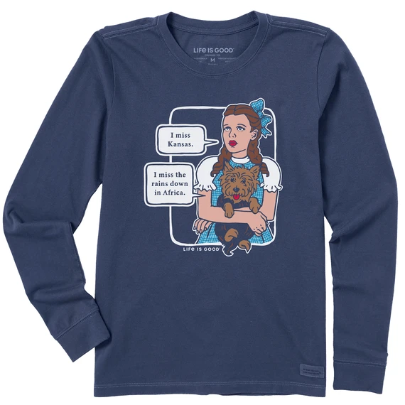 Women's Wizard Of Oz I Miss Kansas Long Sleeve Crusher Tee